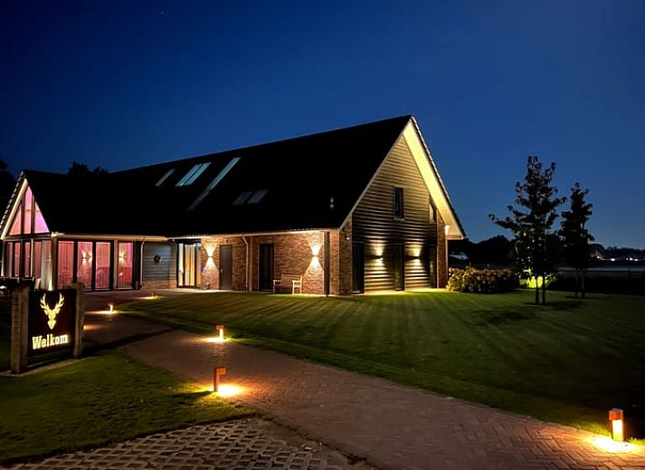 Moderne slaapkamer met dakraam in Vakantiehuisje in Milheeze, De Peel, Noord Brabant.
