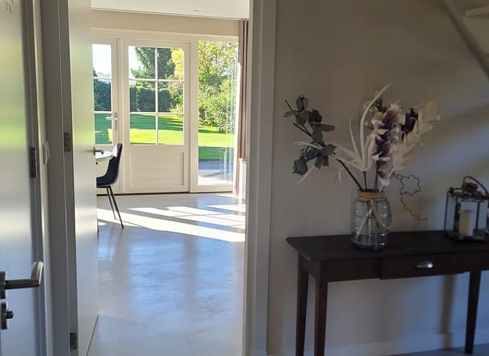 Spacious terrace at Cottage in Zeeland with seating and green surroundings in De Peel, North Brabant.