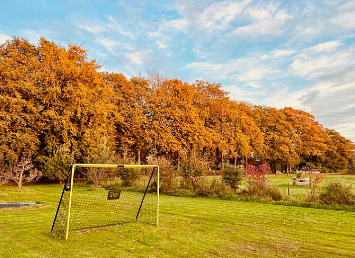 Vakantieverblijf in De Rips, Noord Brabant, met bloeiende bomen en serene omgeving.