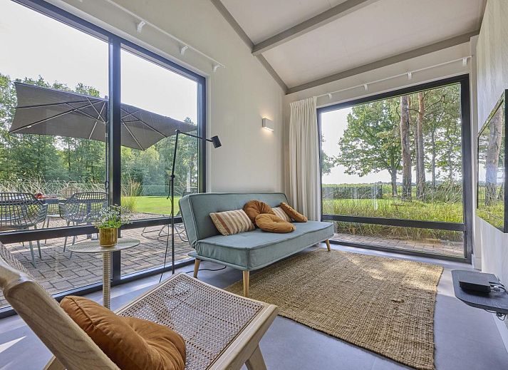 Gezellige binnenruimte van Quercus vakantiewoning in Valkenswaard, Noord Brabant.