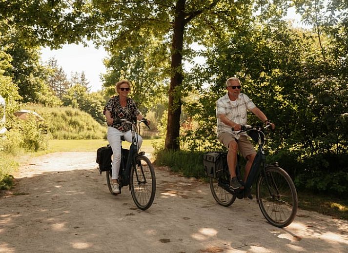 Moderne Kueche in Cottage in Bergeijk, einem Ferienhaus in den Kempen, Nordbrabant, mit stilvoller Einrichtung und Blick auf die Natur.