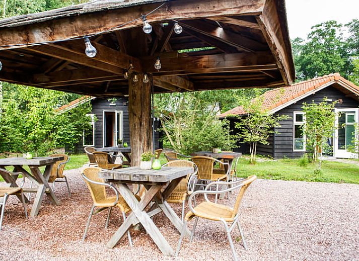 Geniessen Sie die Ruhe im Ferienhaus in Oirschot, Nordbrabant, mit einer einladenden Terrasse, umgeben von gruener Natur.