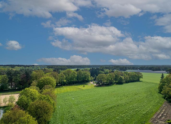 Esszimmer mit Waldwanddruck in Achter de Vijf Linden, Knegsel, Ferienhaus in Nordbrabant.