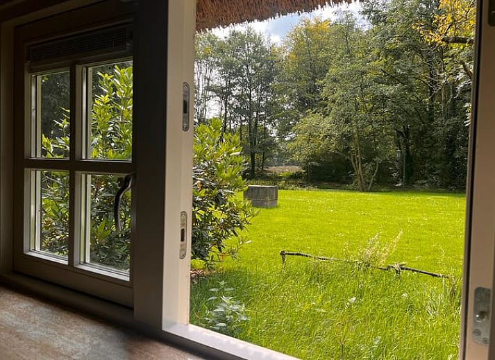 Buitenterras van vakantiehuis in Udenhout, omgeven door groen, Hart van Brabant.