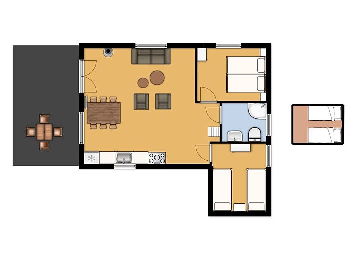 Cozy indoor area of Water lodge in Chaam, with wooden interior and water views.