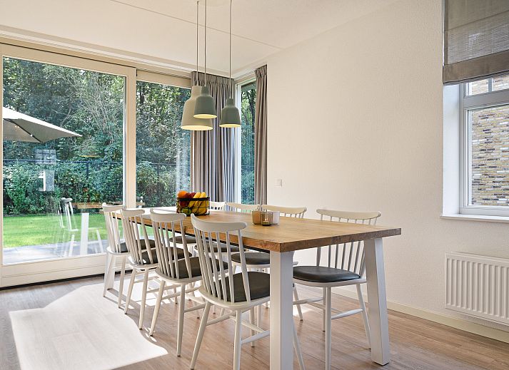 Gezellige woonkamer in 8-persoons vakantiehuis Kaatsheuvel, Hart van Brabant, met open haard en comfortabele zithoek.