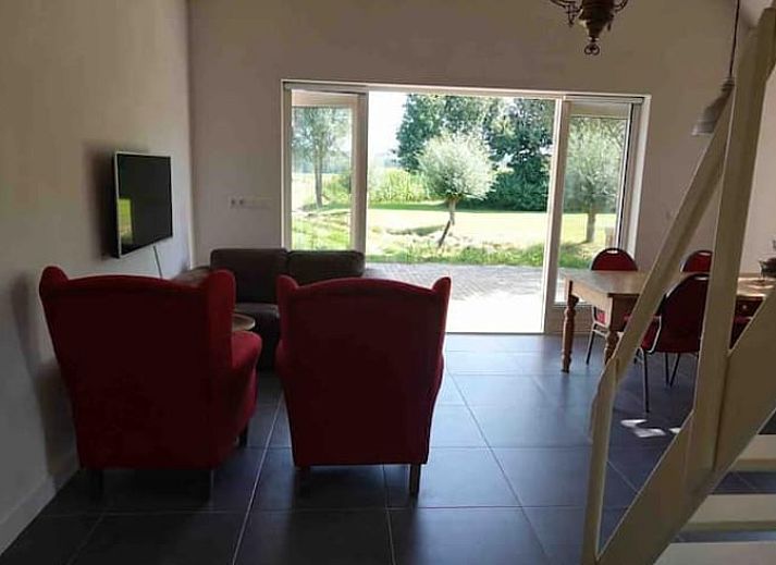 Weitlaeufige Wiese bei Ferienhaus in Loon op Zand, umgeben von Baeumen, Herz von Brabant, Nordbrabant.