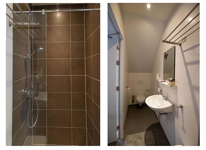 Speisesaal der Lodge Slabroek in Uden, Nordbrabant, mit grossem Tisch fuer gemeinsame Mahlzeiten.