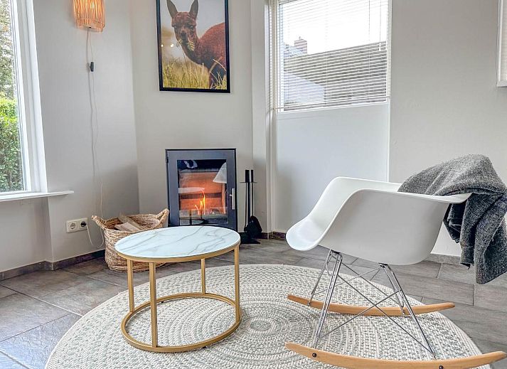 Cozy terrace of Alpacafarm Vorstenbosch vacation home in green Vorstenbosch, North Brabant.