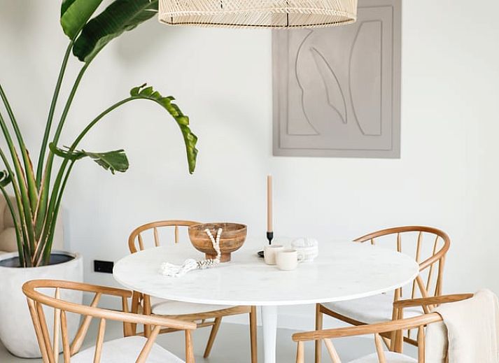 Moderne woonkamer in Vakantiehuisje in Beers, Noordoost Brabant met stijlvolle inrichting en comfortabele zithoek.