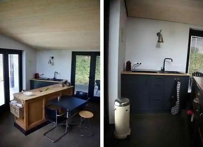 Attractive bedroom in BRA045 vacation home Geffen with brick wall and artwork.