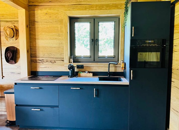 Rustic cottage in Ledeacker, Northeast Brabant, surrounded by nature with grazing horse in the foreground, perfect for a relaxing stay.