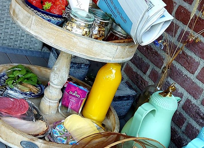Terrasse von Cottage in Sprundel, einem Ferienhaus in Nordbrabant mit Blick auf die Landschaft.