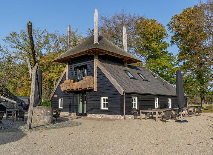 Aerial view of Jager en Hooijmijt, a vacation home in Ulvenhout AC, North Brabant, surrounded by nature and sweeping views.