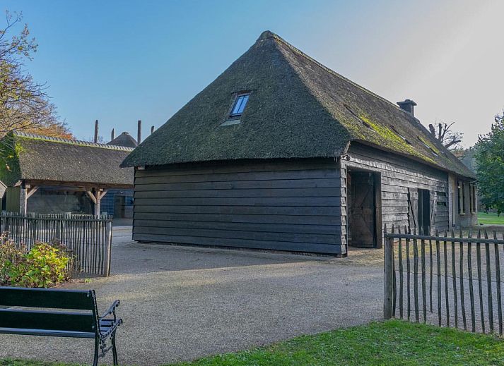 Aerial view of Jager en Hooijmijt, a vacation home in Ulvenhout AC, North Brabant, surrounded by nature and sweeping views.