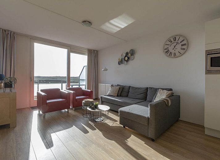 Cozy living room in Duinerei C202 Groote Keeten, vacation home in Callantsoog, North Sea coast, North Holland.