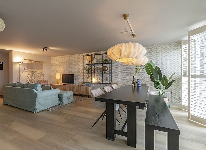 Cozy living room of vacation home Strandleven 006 Groote Keeten in Callantsoog, North Holland.