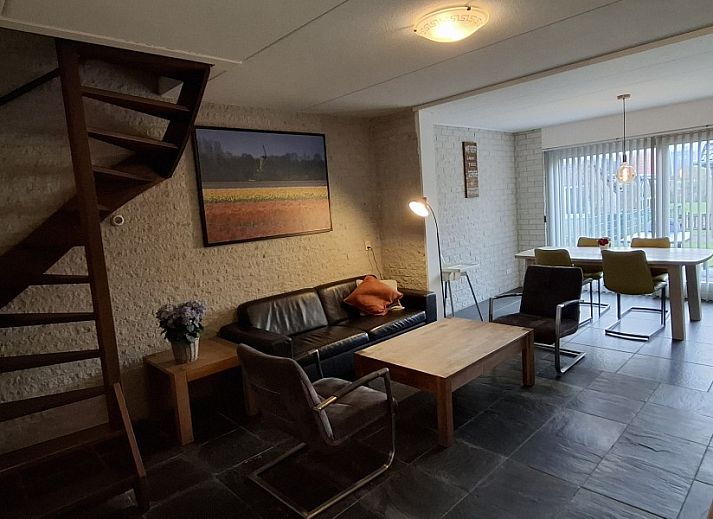 Terrace with deck chairs at Abbestederweg 24b, vacation home in Callantsoog, North Sea coast, North Holland.