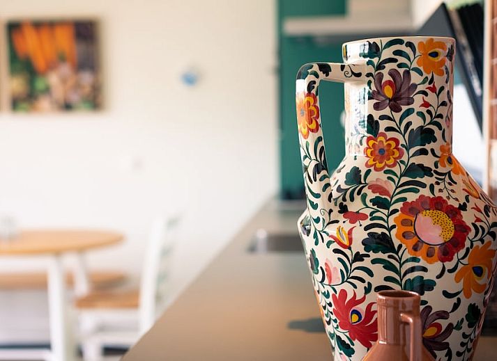 Aussenansicht des Ferienhauses Royal Dune 4 in Callantsoog mit grosser Veranda und natuerlicher Umgebung.