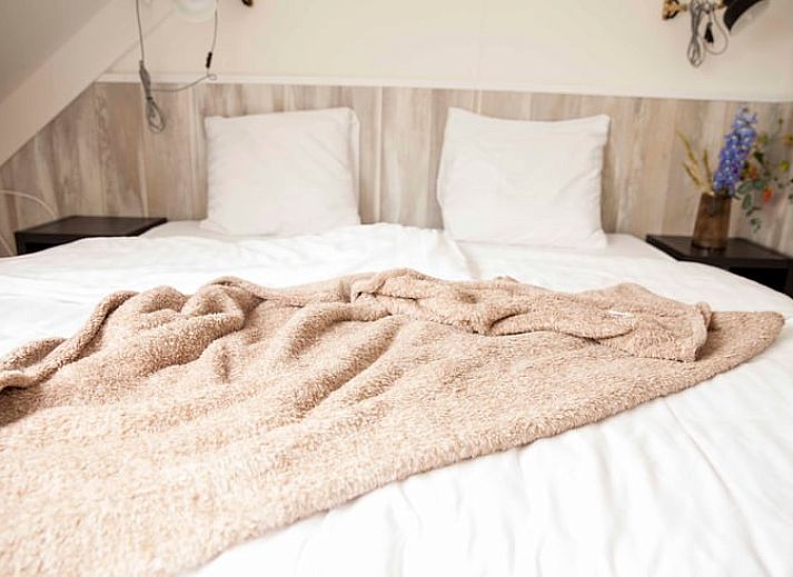 Sonnige Terrasse am Ferienhaus in Callantsoog, Nordseekueste, Nordholland, mit bequemen Sitzgelegenheiten.