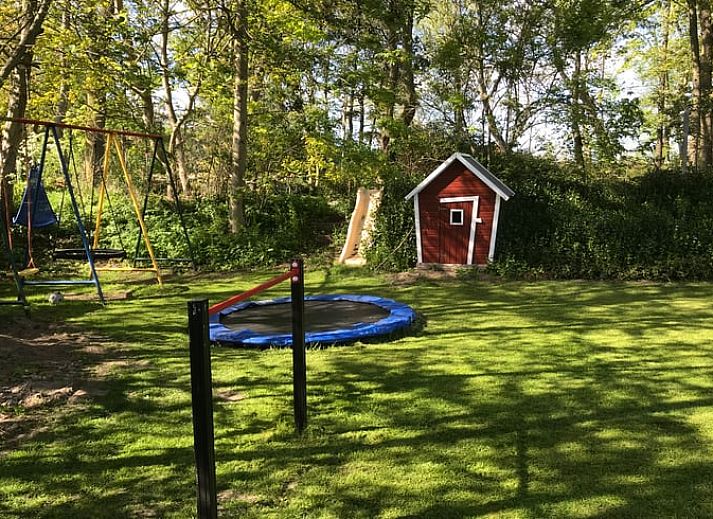 Vakantiehuis in Egmond aan den Hoef met kleurrijke bloemen in de tuin, Noordzeekust, Noord-Holland.
