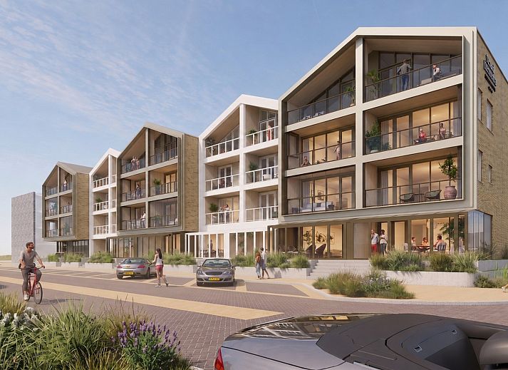 Appartement in Bergen aan Zee met moderne architectuur en zonnige terrassen aan de Noordzeekust, Noord-Holland.