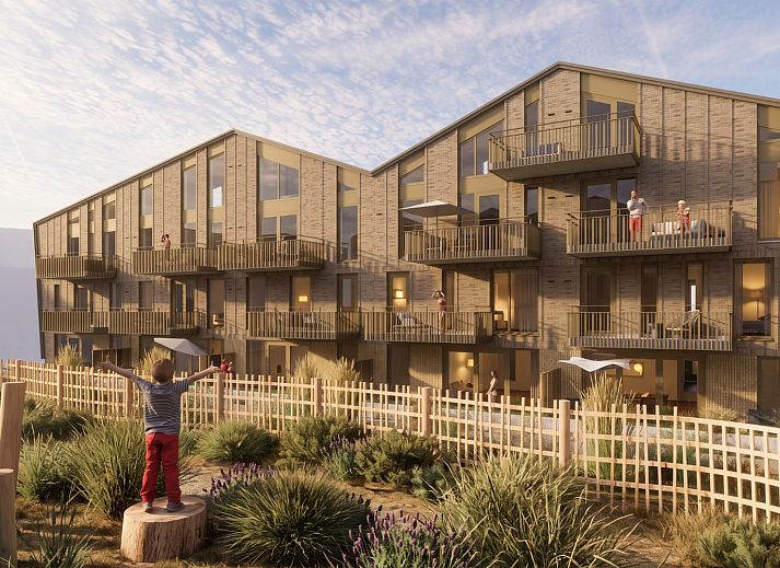 Apartment in Bergen aan Zee at sunset, North Sea coast, North Holland. Enjoy modern architecture and a relaxed atmosphere by the sea.