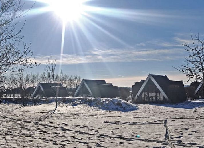 Landelijke omgeving met tractor bij Huisje in Warmenhuizen, Noordzeekust, Noord-Holland vakantiehuis.
