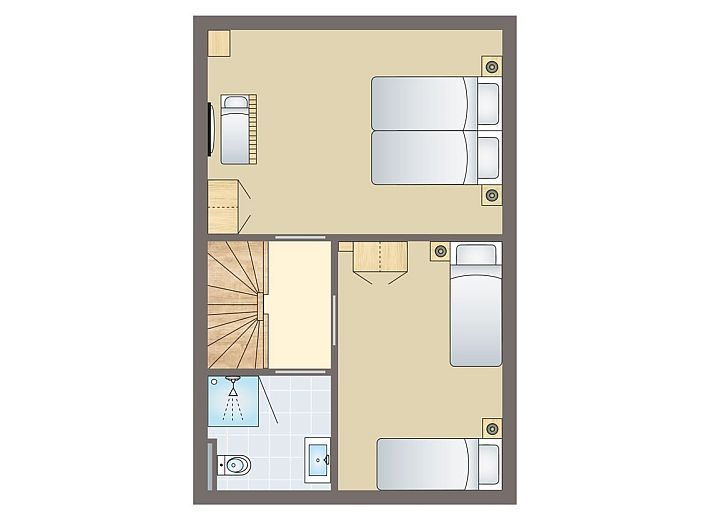 Vorderansicht des Volendam 6-Personen-Bungalows 6C an der IJsselmeerkueste in Nordholland.