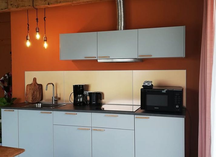 Heller Eingang zum Ferienhaus in Hem, Nordholland mit Blick auf den Garten.