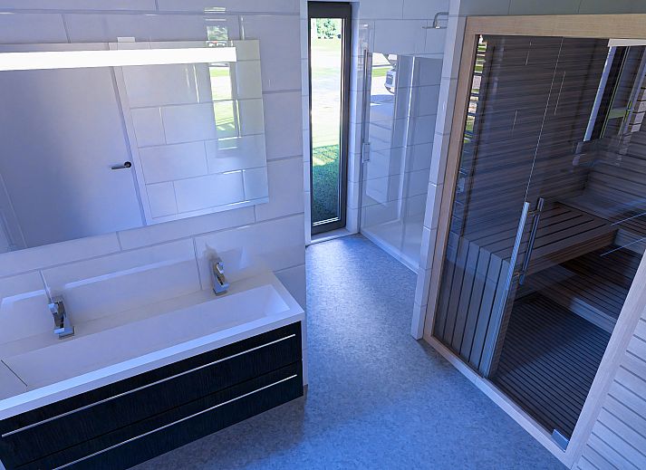 Stijlvolle woonkamer van Chalet in Enkhuizen, vakantiehuis in Noord-Holland met moderne inrichting en comfortabele zitruimte.