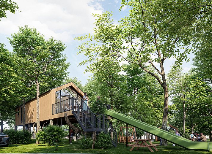 Freistehendes Haus in Enkhuizen, Nordholland, umgeben von Grnflchen mit Spielplatz und Terrasse, ideal fr einen Urlaub an der Kste des IJsselmeers.