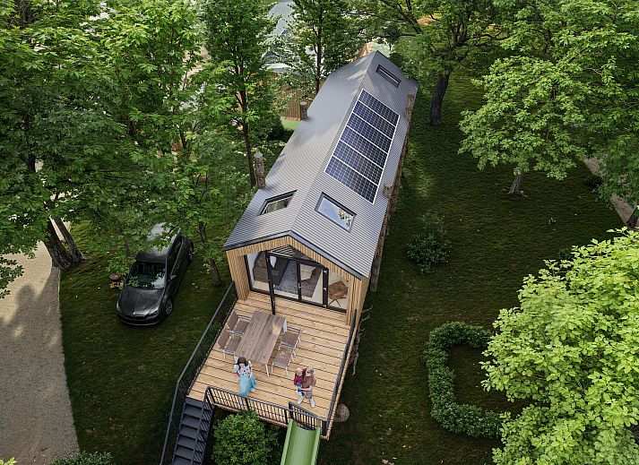 Freistehendes Haus in Enkhuizen, Nordholland, umgeben von Grnflchen mit Spielplatz und Terrasse, ideal fr einen Urlaub an der Kste des IJsselmeers.