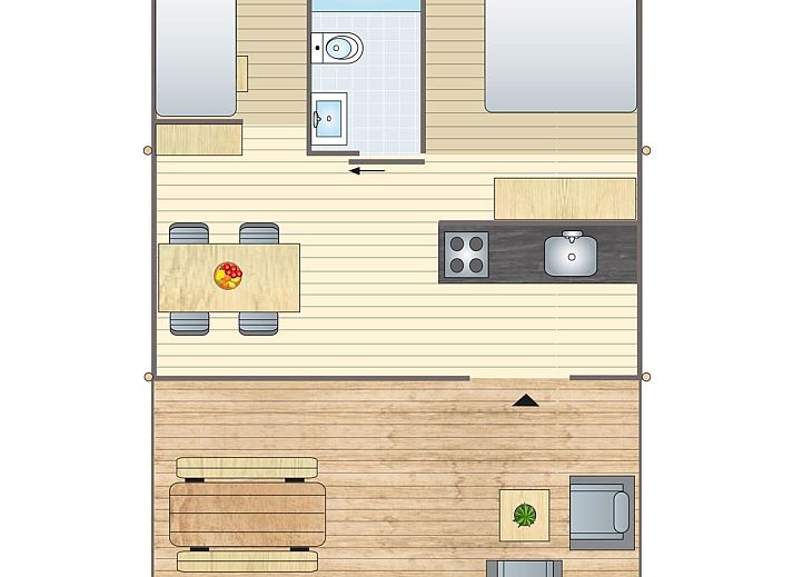 2-4-Personen-Safarizelt 2-4ST mit Veranda in Huizen, IJsselmeerkueste, Nordholland, umgeben von gruener Natur.