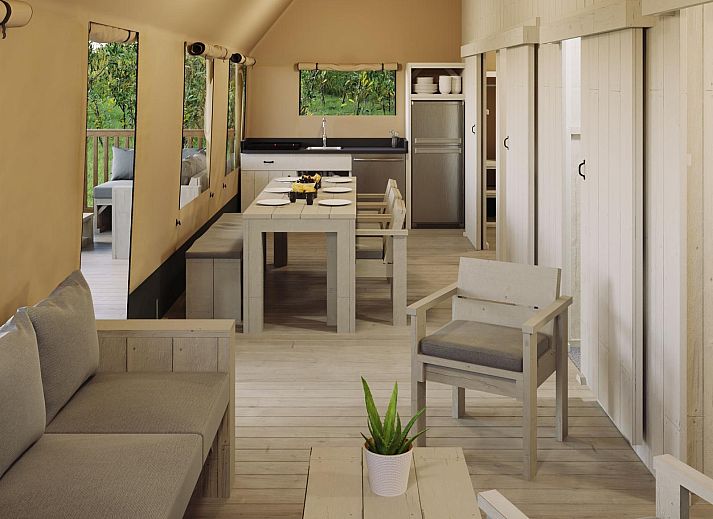 Unterkunft 461622 - Zelthaus IJsselmeerkust - De Bosvilla | 8 Pers. | Kachel