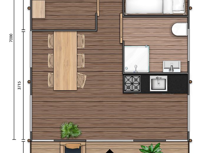 Keuken in De Bos Escape, een sfeervol tenthuis in Huizen, Noord-Holland, met moderne voorzieningen en uitzicht op de natuur van de IJsselmeerkust.