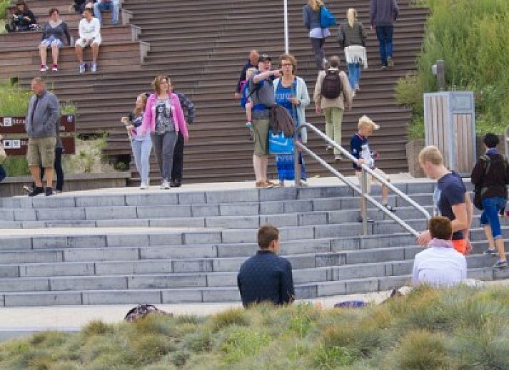 Modern kitchen and dining area in Callantsoog the Seinpost No. 6 bungalow on the North Sea coast in North Holland.