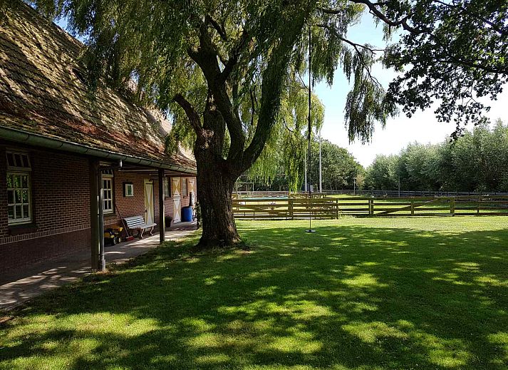 NH351 vacation home in 't Zand, North Holland with colorful tulip fields in the background.