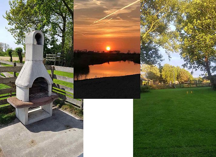 Green surroundings at vacation home NH351 in 't Zand, North Holland with playground for children.