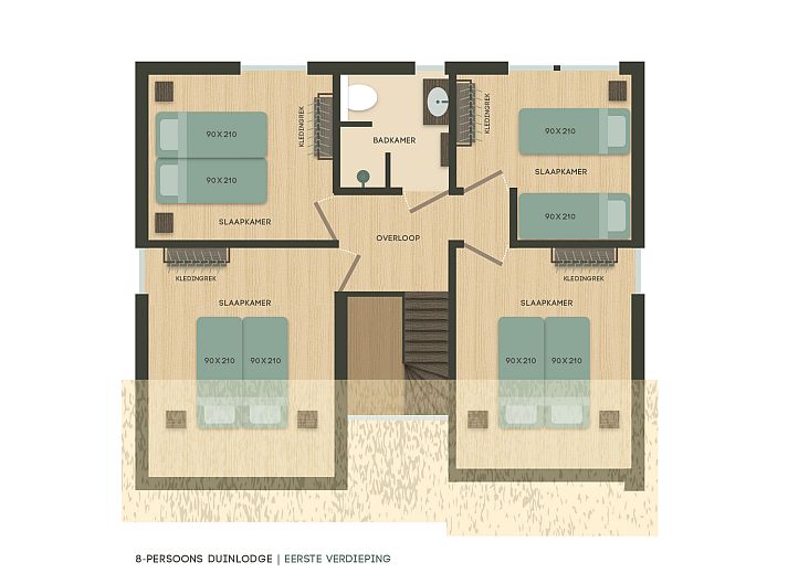 Gemuetliche Sitzecke in der 8-Personen-Duinlodge, Ferienhaus in Schoorl, Noord-Holland.