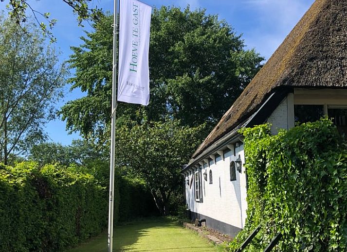 Holiday home in Schoorl, North Holland, with a thatched roof and green garden, ideal for a relaxing stay in nature.