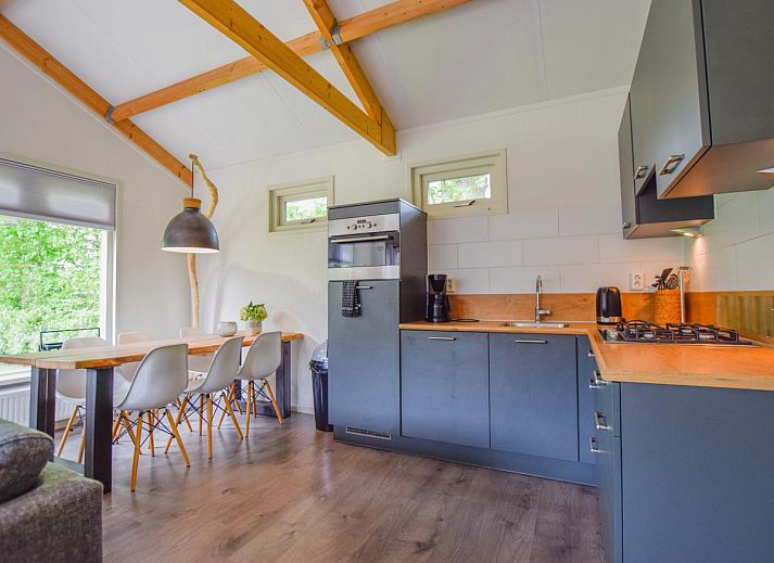 Fassade des Ferienhauses De IJsvogel in Heiloo, umgeben von Natur.