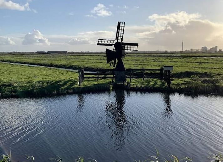 Lichte woonkamer in Huisje in Oostknollendam, vakantiehuis in Noord-Holland, met comfortabele bank en planten.