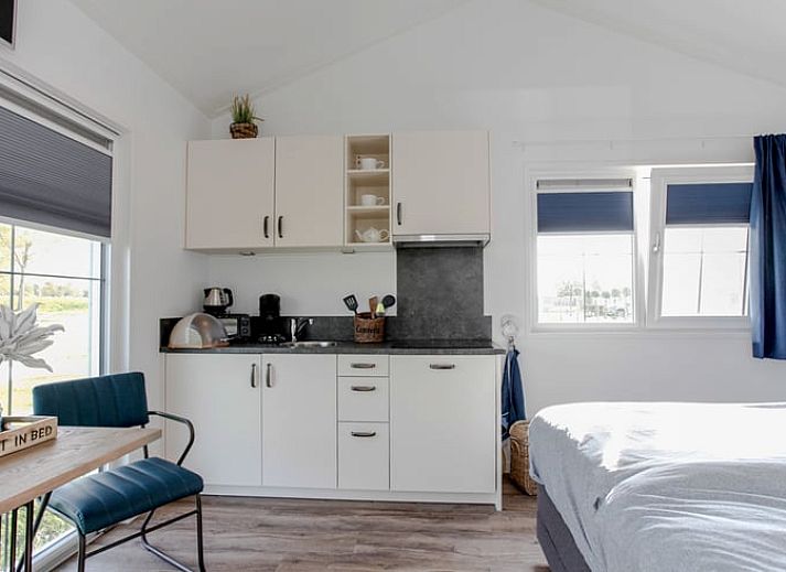 Geniessen Sie den laendlichen Charme im Ferienhaus in Nieuw Vennep, Nordholland, mit grasenden Tieren vor einem rustikalen Ferienhaus.