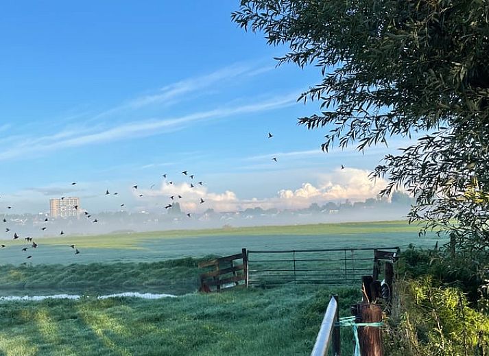 Geraeumige Terrasse im Ferienhaus in Amsterdam, ideal fuer einen erholsamen Urlaub in Nordholland.