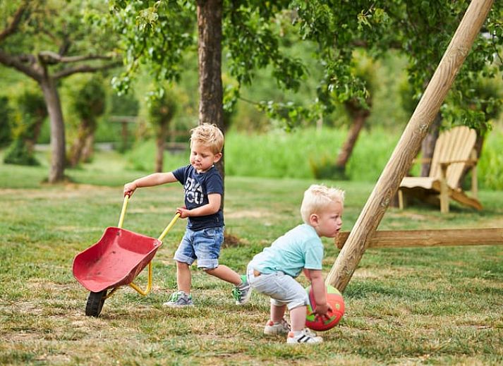 Blick in die Kueche in Cottage in Mander, Ferienhaus in Mander, Twente, mit warmem Holzboden.