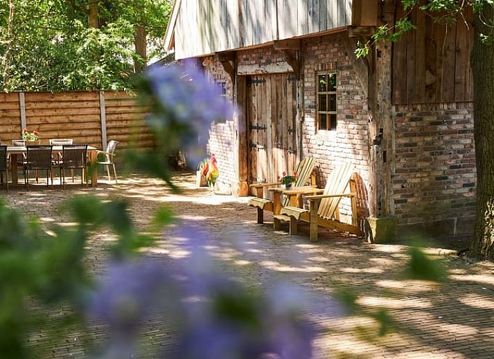 Blick in die Kueche in Cottage in Mander, Ferienhaus in Mander, Twente, mit warmem Holzboden.