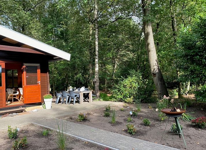 Gezellige woonkamer van Huisje in Nutter, vakantiehuis in Twente, Overijssel, met houten interieur en comfortabel meubilair.