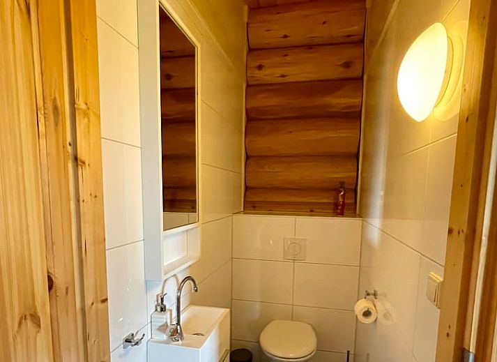 Gemuetliche Veranda des Ferienhauses in Den Ham, Twente, Overijssel, umgeben von Natur und rustikalem Charme.