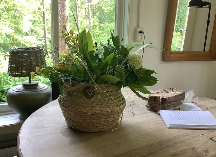Knusse slaapkamer in vakantiehuis in de Lutte, Twente met houten interieur in Overijssel.